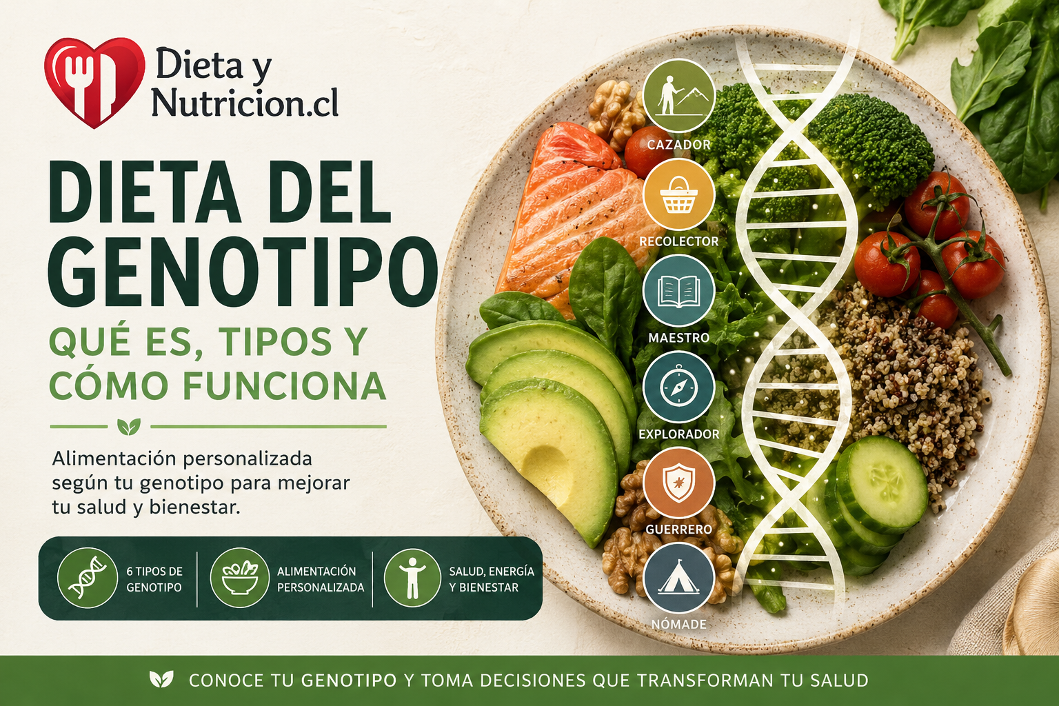 Imagen ilustrativa sobre dieta del genotipo: qué es, cómo funciona y cuáles son sus tipos