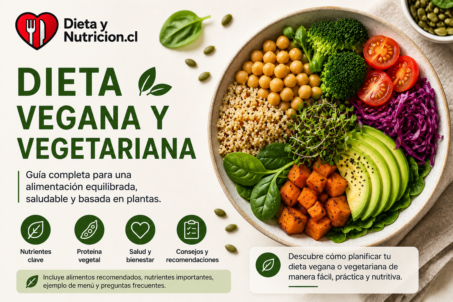 Imagen ilustrativa sobre dieta vegana y vegetariana: guía completa para una alimentación equilibrada